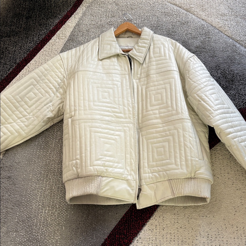 Men's Cream Quilted Jacket